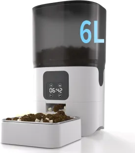 6L Automatic Cat & Small Dog Feeder - Programmable Pet Feeder with 36 Daily Meals, Detachable Stainless Steel Bowl, 25 Cup Capacity Smart Food Dispenser for Easy Cleaning
