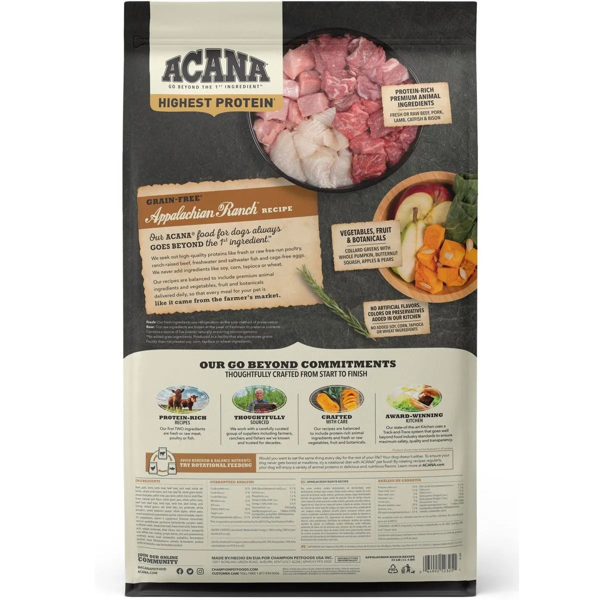Acana Appalachian Ranch Grain-Free Dry Dog Food 25lb