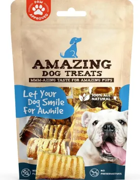 Amazing Dog Treats - 3-4 Inch Beef Trachea Rings (50 pcs/pck) -Premium Dog Chews- Great for Small Size Dogs - Excellent Source of Glucosamine and Chondroitin - Trachea Dog Chews