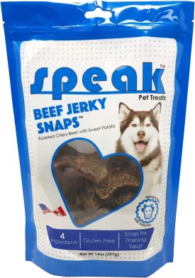 Beef Jerky Snaps, Natural Gluten Free Low Calorie Training Treat Snack with Sweet Potato, Perfect for Dogs, 14 Ounces
