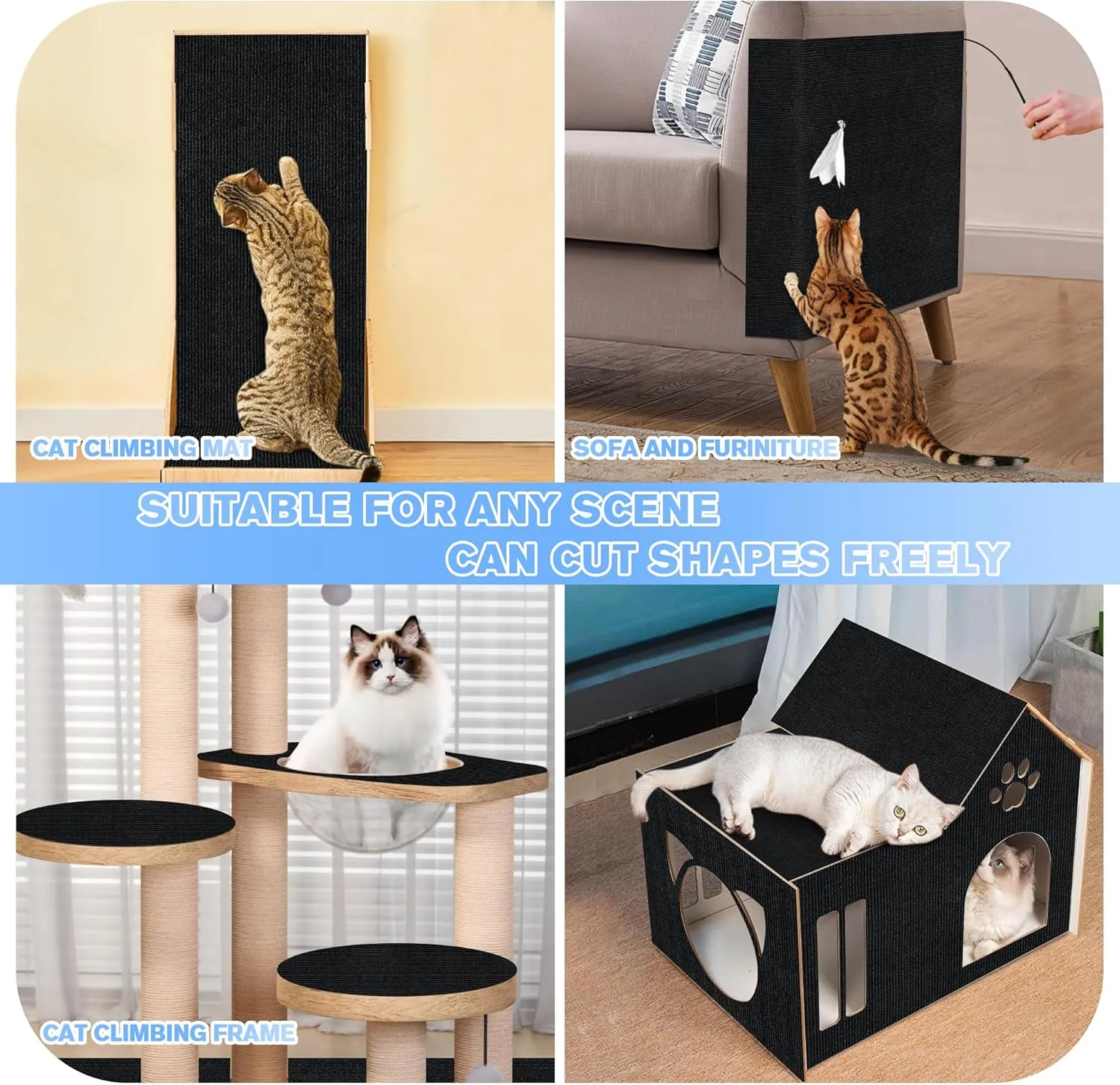 Cat Scratch Guards for Furniture 2Pack,39.3"x15.7" Cat Scratch Mat Self-Adhesive Carpet Mat for Cat Tree,Cat Wall Shelves Cat Scratching Board,DIY Cat Pad Furniture Protecting Sofa and Door