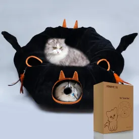 Cat Tunnel Bed,Cat Toys for Indoor,Donut Tunnel with Soft Central Couch,Collapsible Peekaboo with Kitty Toy SetGothic