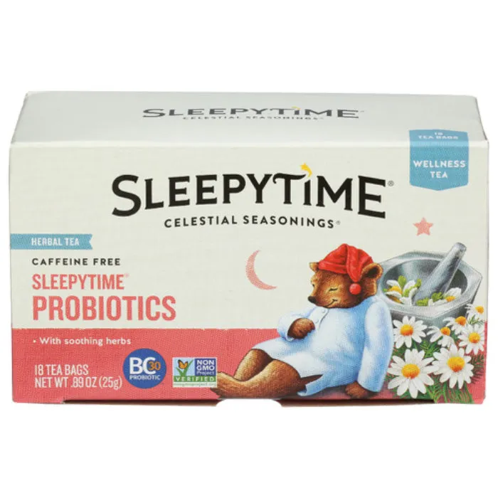 Celestial Seasonings - Herbal Tea Sleepytime   Probiotics, 18 Bags (Pack of 6)