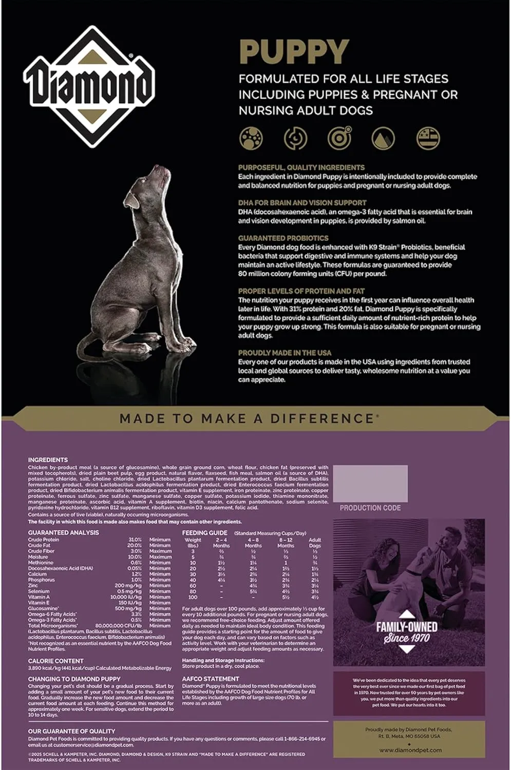 Diamond Premium Puppy is a Complete and Balanced Dry Dog Food Formula with Protein, Probiotics, and Healthy Fat That Provide High Nutritional Value in Growing Puppies 20lb