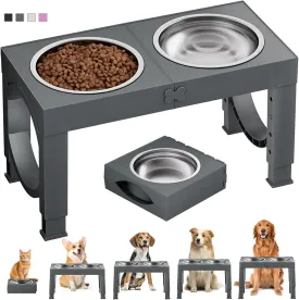 Elevated Dog Bowls Large Breed XiaZ Raised Dogs Bowl Stand Large/Medium Sized Dog 1L Food Water Bowl Stands 5 Heights Adjustable 9/11/12/14in Grey Pet Feeder Dish Station