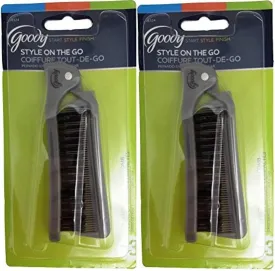 Goody 08524 Style On The Go Compact Brush and Comb Combo (Pack of 2); Maintain Your Look On the Go; Perfect Size for Purse, Pocket or Tote Bag; Measures Approx. 8.25" When Unfolded & 4.5" When Folded