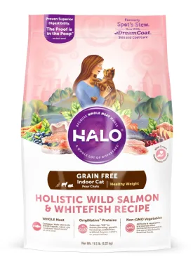Halo Indoor Grain Free Healthy Weight Holistic Wild Salmon & Whitefish Recipe Dry Cat Food