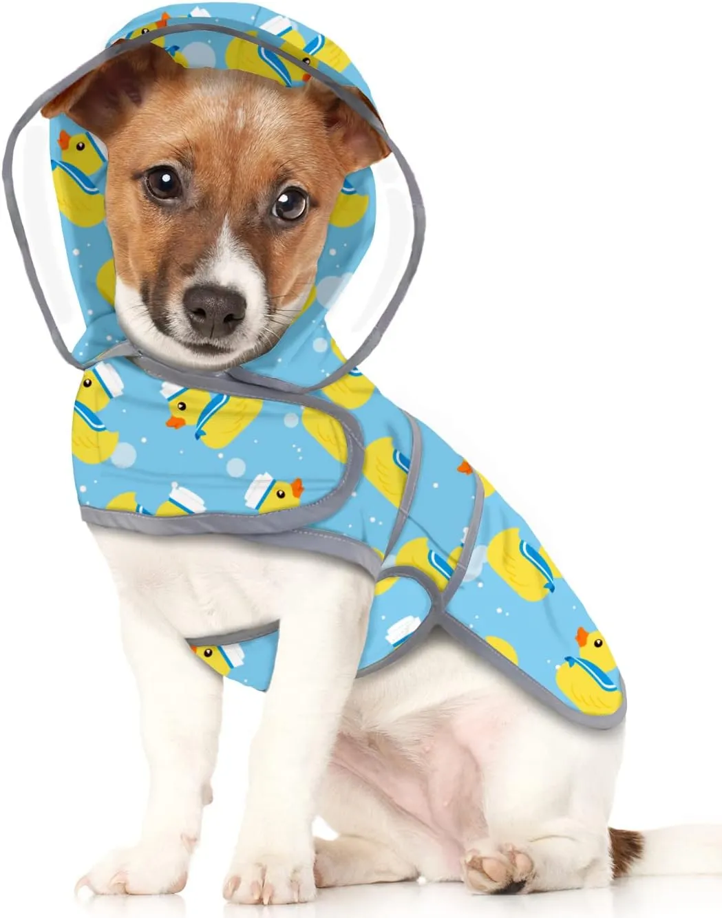 HDE Dog Raincoat with Clear Hood Rain Jacket Poncho for Small Medium Large Dogs Sailor Ducks Blue - M