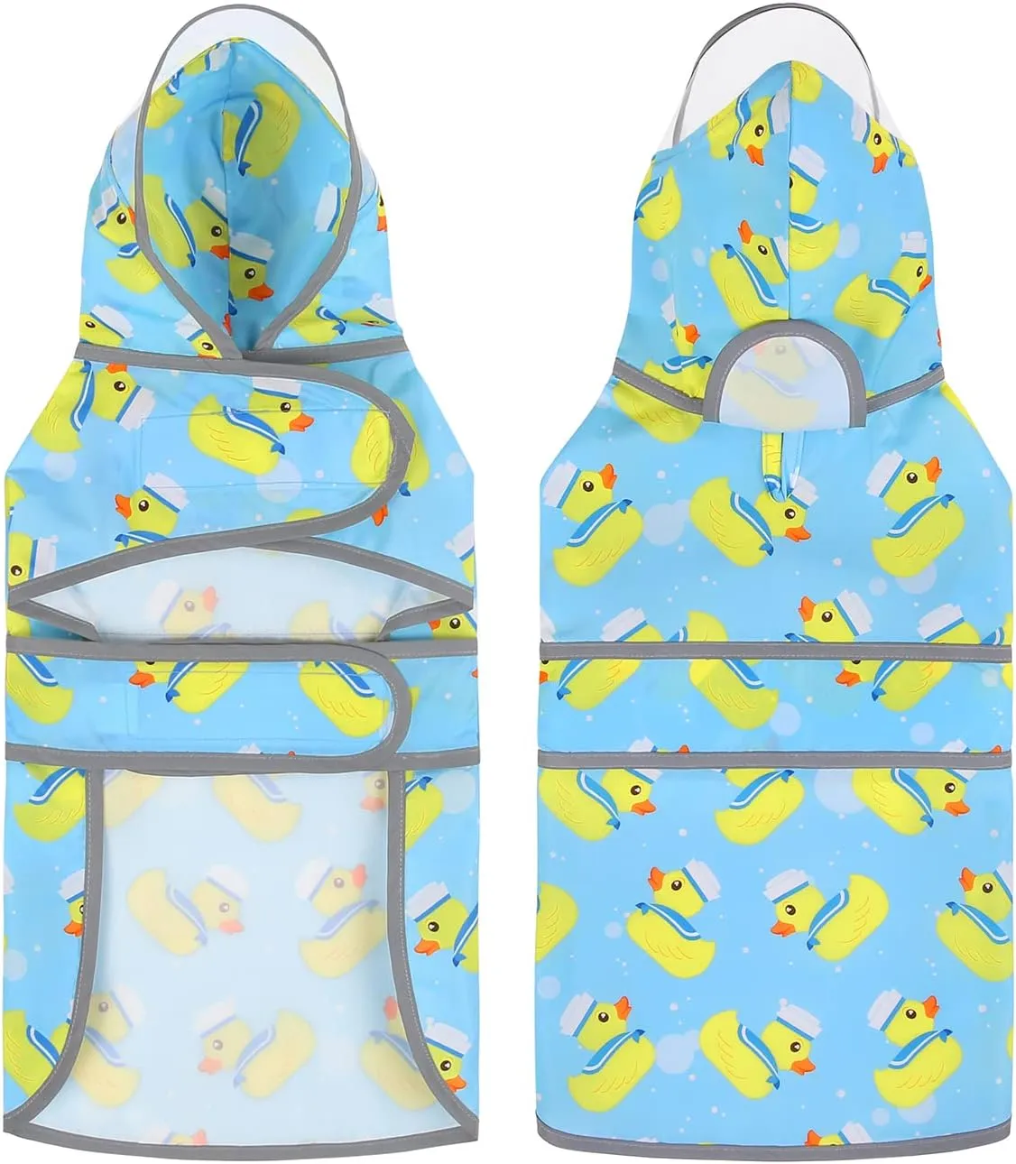 HDE Dog Raincoat with Clear Hood Rain Jacket Poncho for Small Medium Large Dogs Sailor Ducks Blue - M