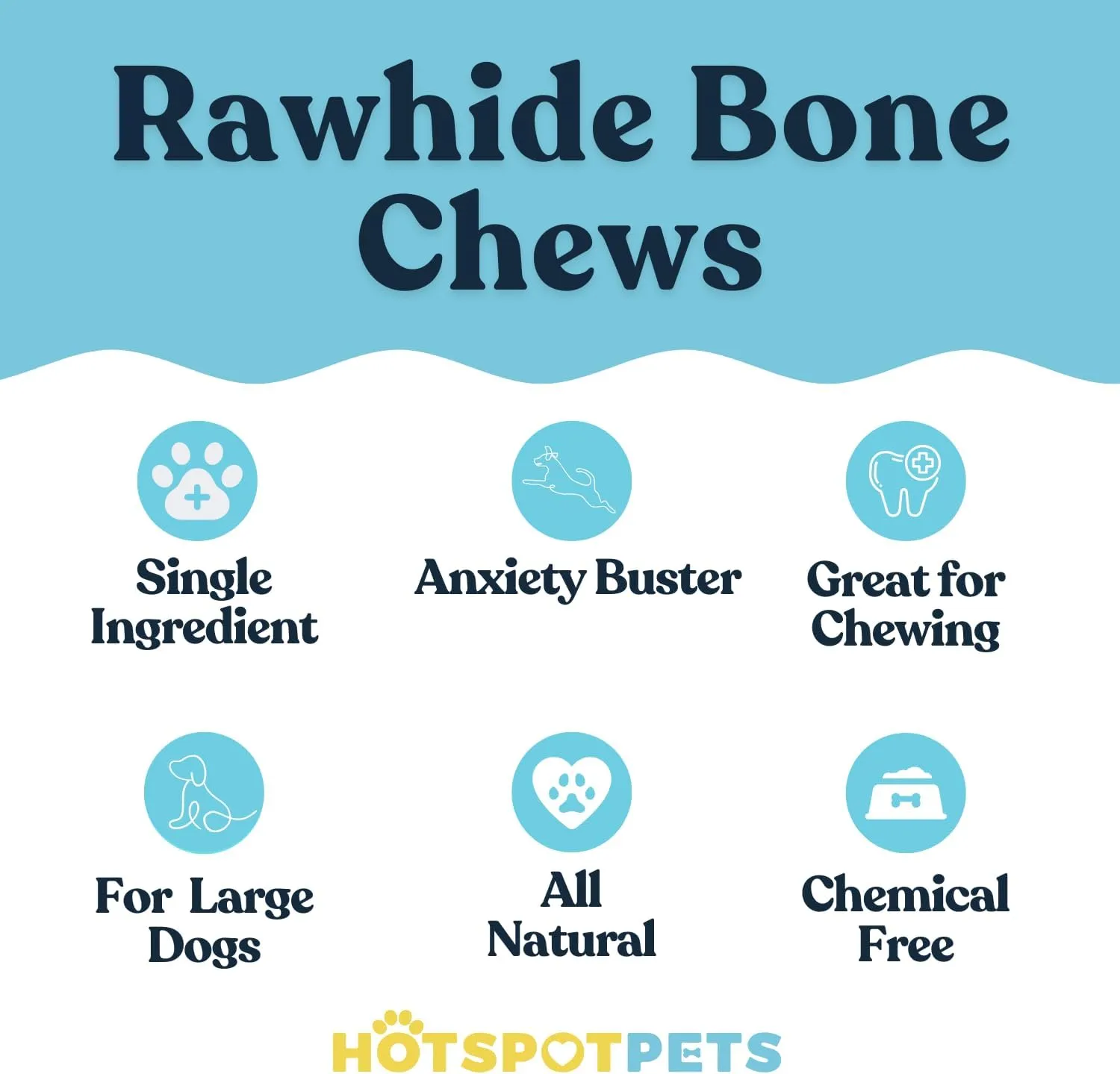 hotspot pets 5 Pack - 8-9 Inch Large Rawhide Dog Chew Bones - Made from Grass Fed Brazilian - Great for Dental & Oral Care for Aggressive Chewers Large Dogs (5 Pack)