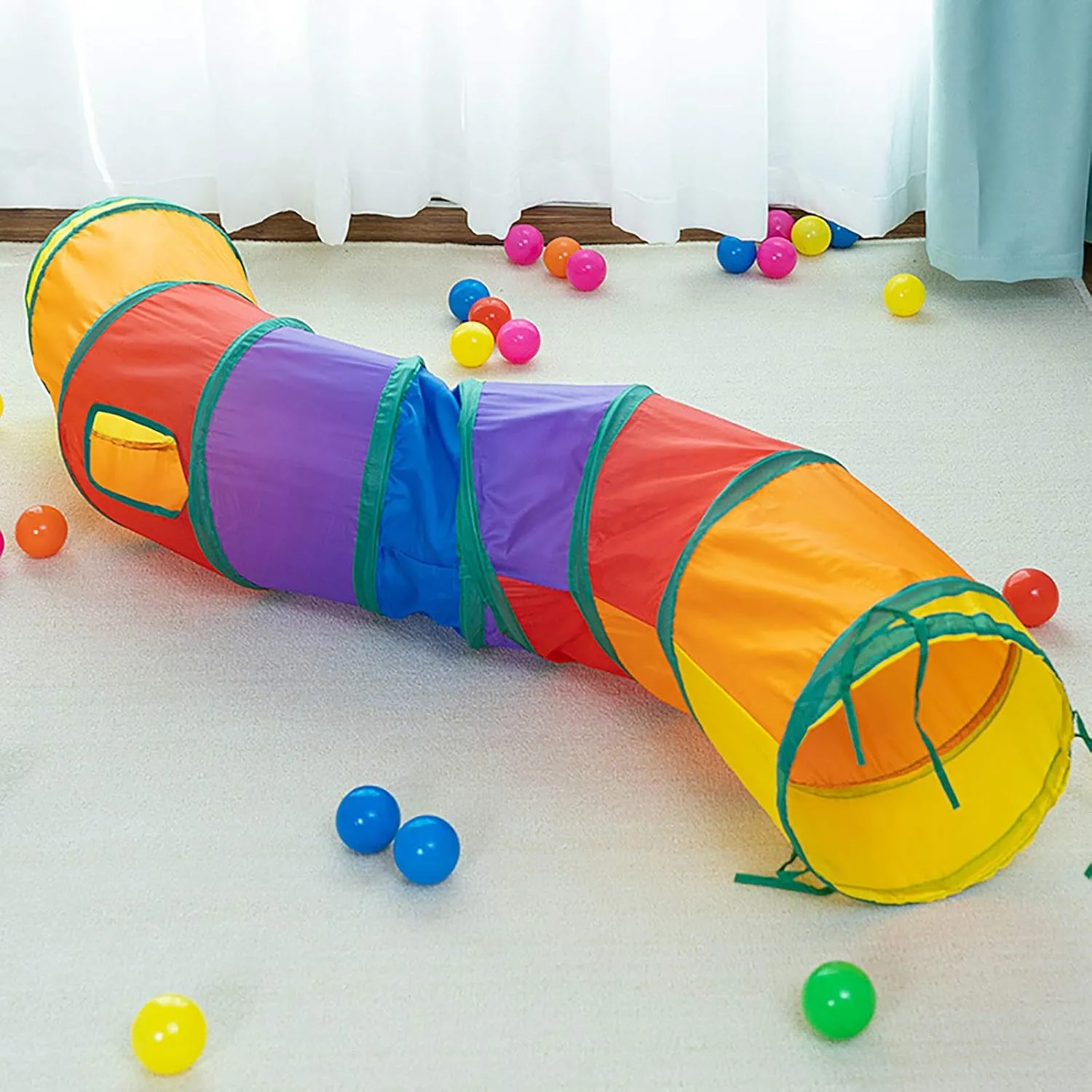 iCAGY Cat Tunnel for Indoor Cats Interactive, Rabbit Tunnel Toys, Pet Toys Play Tunnels for Cats Kittens Rabbits Puppies Crinkle Pop Up Brown 47" Shape S