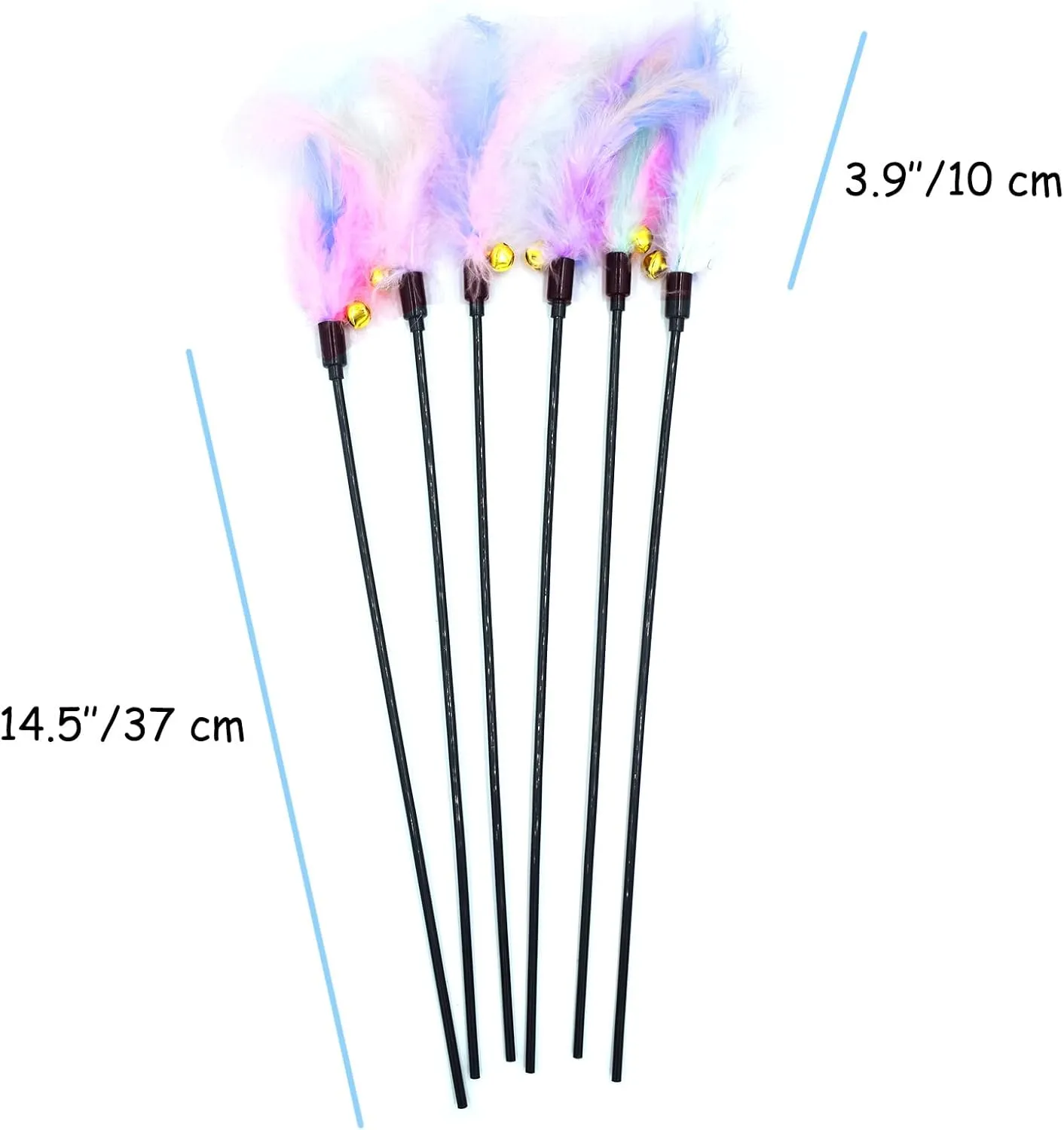 IUHKBH Cat Wands, 6 PCS Colorful Feather Wand with Bell Interactive Cat Toys, Safe for Your Kitty