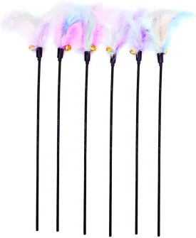IUHKBH Cat Wands, 6 PCS Colorful Feather Wand with Bell Interactive Cat Toys, Safe for Your Kitty