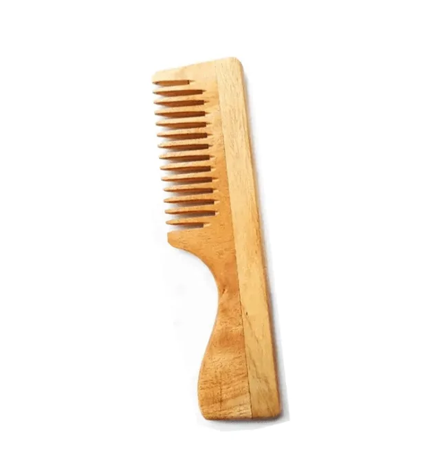 Kacchi neem wooden handle comb wide (pack of 2) | THE EARTH TRADING