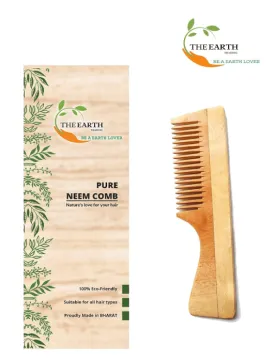 Kacchi neem wooden handle comb wide (pack of 2) | THE EARTH TRADING