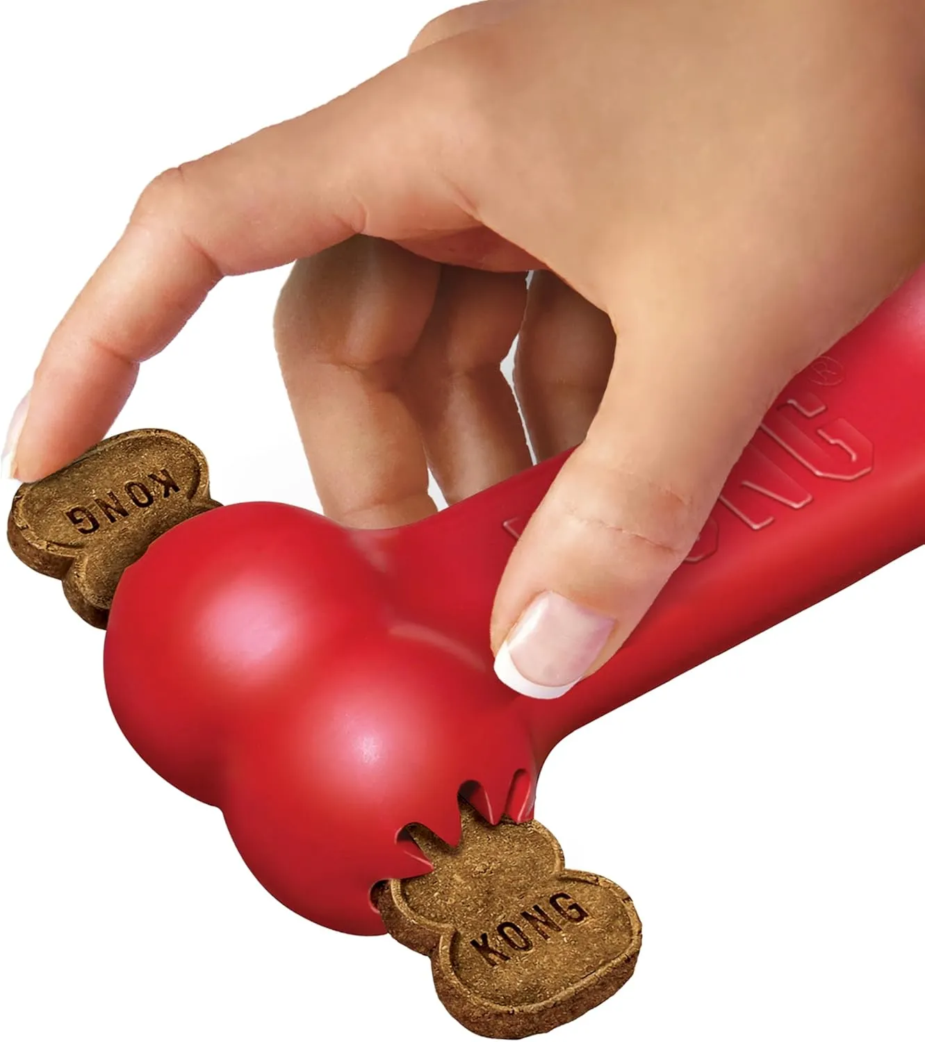 KONG Goodie Bone - Classic Durable Natural Rubber Dog Bone, Supports Mental Engagement - Treat Dispensing - Red - for Medium Dogs