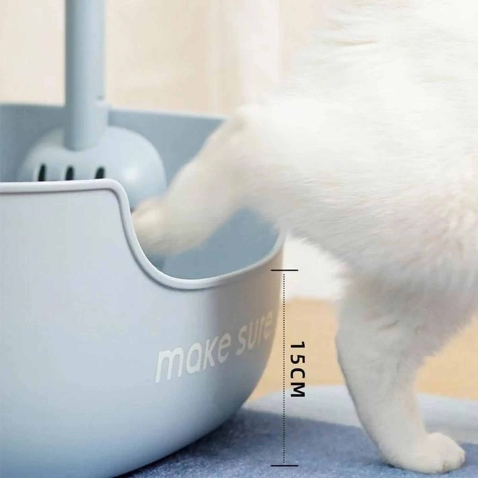 Makesure Open Cat Litter Tray and Mat Blue