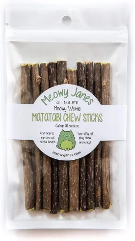 Meowy Janes Matatabi Chew Sticks - An All Natural Silvervine Cat Toy and Cat Treat - Catnip Alternative