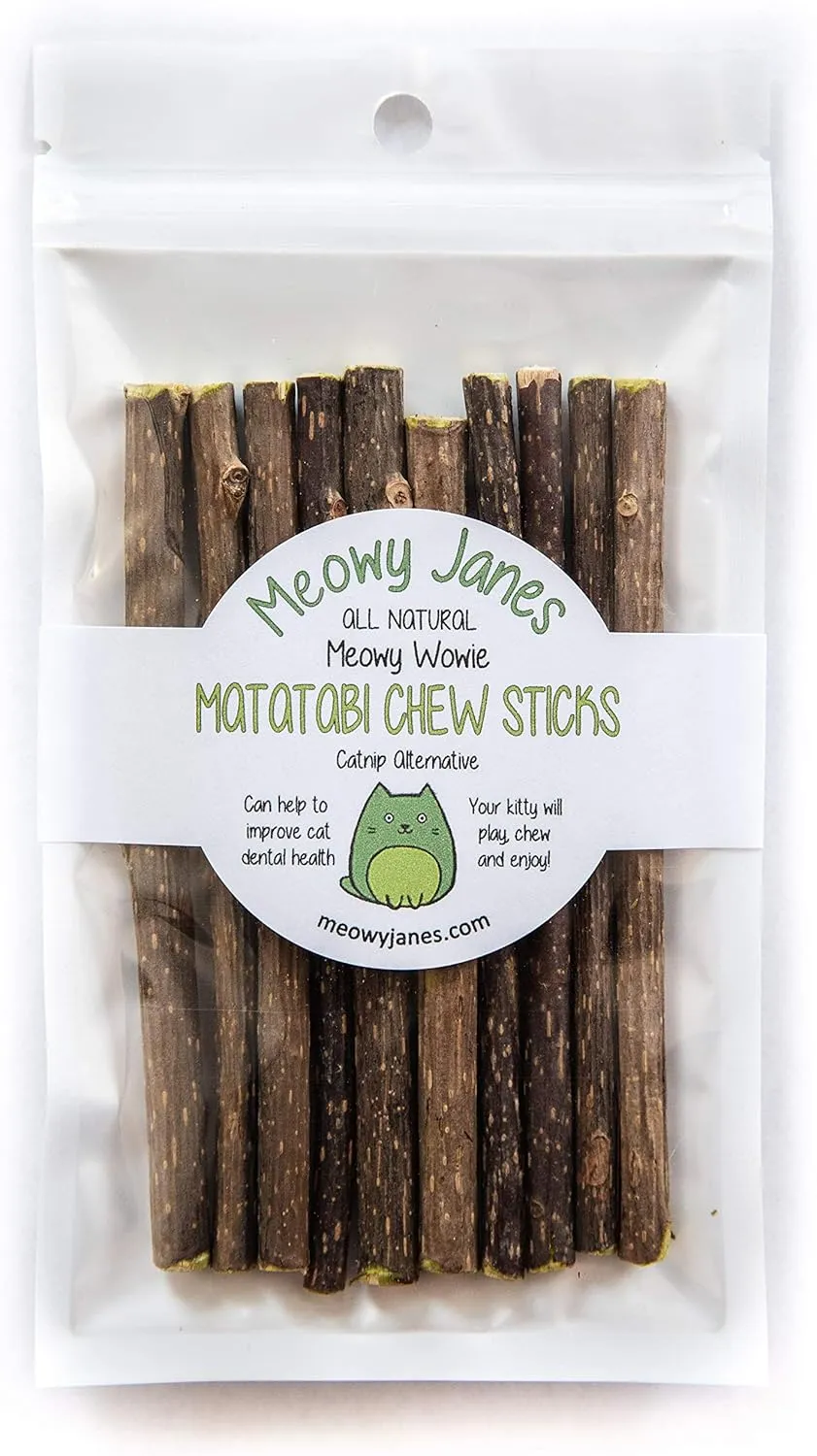 Meowy Janes Matatabi Chew Sticks - An All Natural Silvervine Cat Toy and Cat Treat - Catnip Alternative