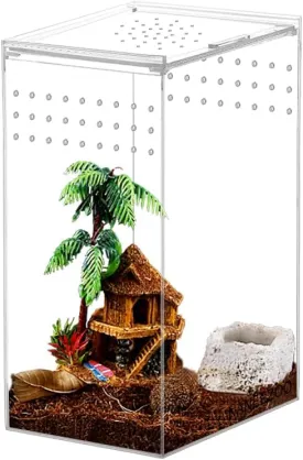 NANEEZOO Magnetic Acrylic Reptile Terrarium Enclosure, Reptile Insect Breeding Box for Small Reptiles, Invertebrates, Mantis, Spider, Cricket, Tarantula