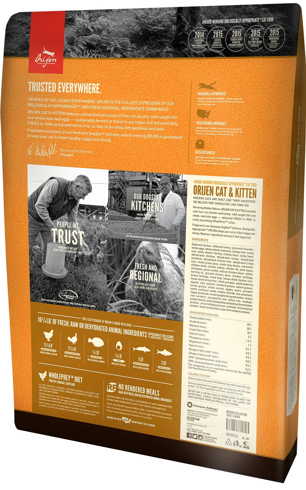Orijen Cat & Kitten Biologically Appropriate Grain-Free Dry Cat Food