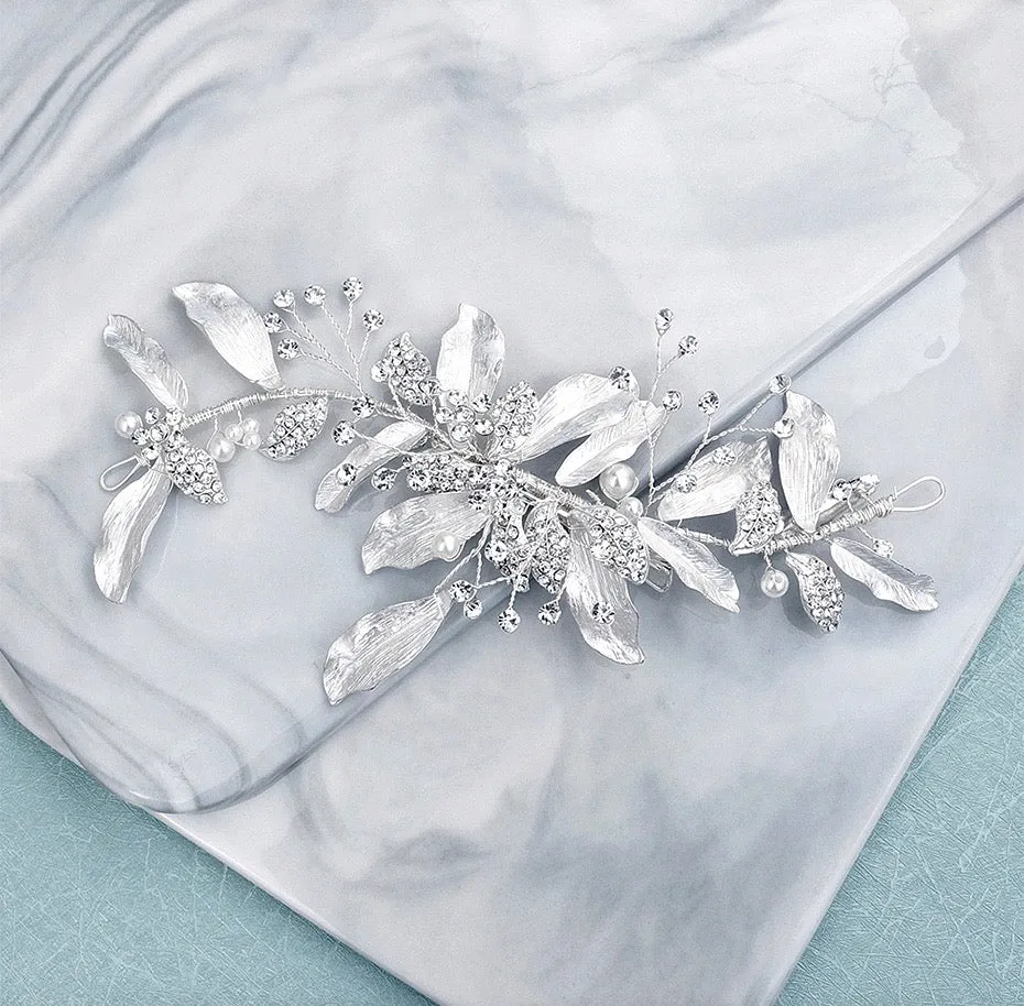 "Chanelle" - Pearl and Crystal Bridal Hair Clip/Vine