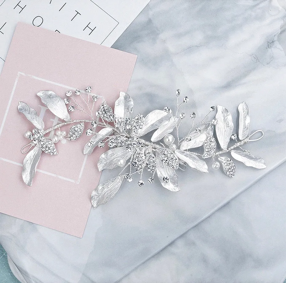 "Chanelle" - Pearl and Crystal Bridal Hair Clip/Vine