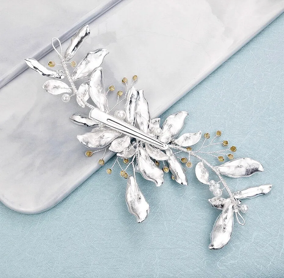 "Chanelle" - Pearl and Crystal Bridal Hair Clip/Vine