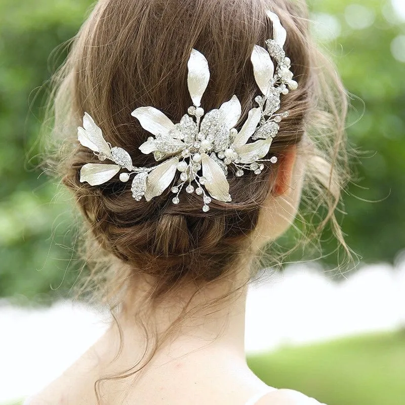 "Chanelle" - Pearl and Crystal Bridal Hair Clip/Vine