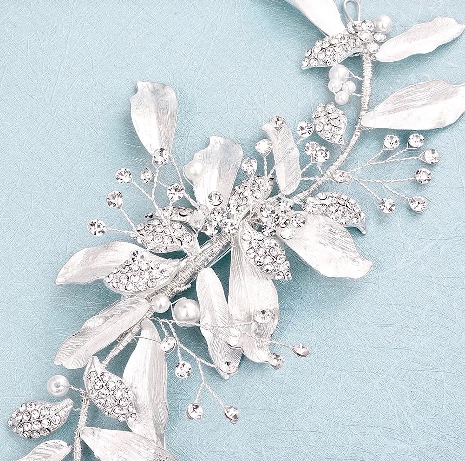 "Chanelle" - Pearl and Crystal Bridal Hair Clip/Vine