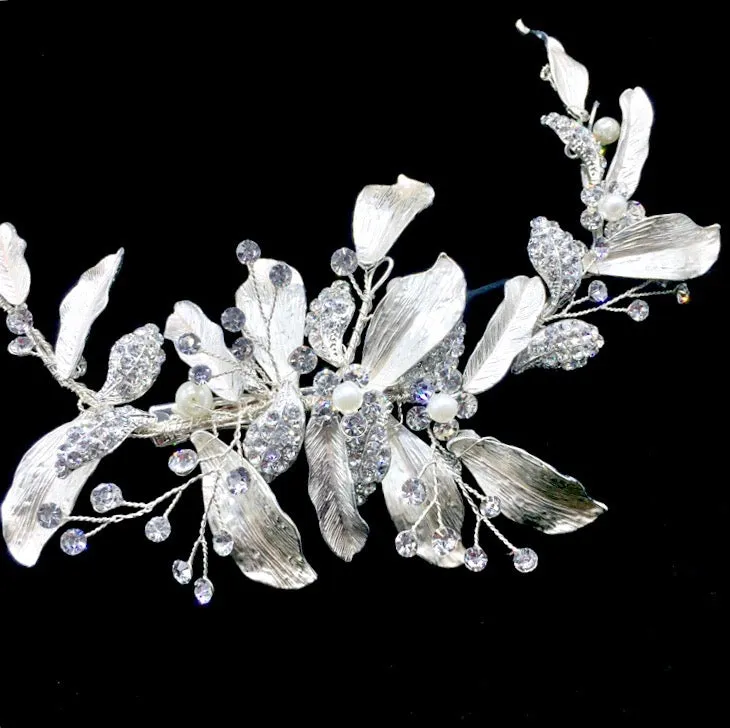 "Chanelle" - Pearl and Crystal Bridal Hair Clip/Vine