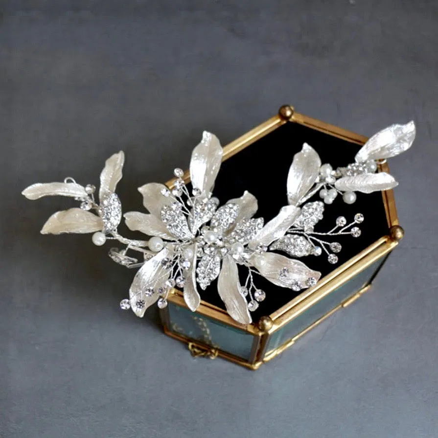 "Chanelle" - Pearl and Crystal Bridal Hair Clip/Vine
