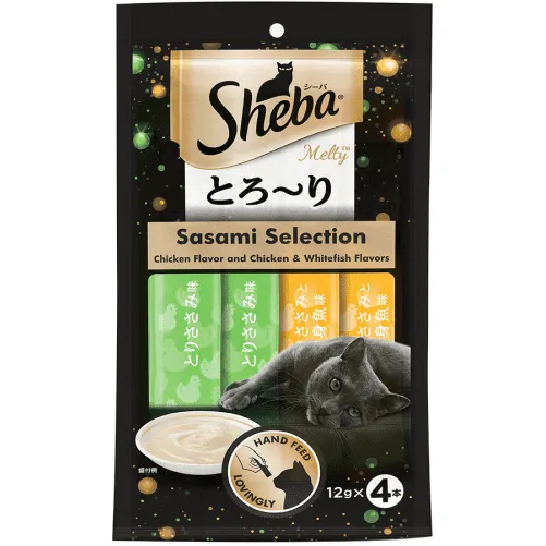 Sheba Tuna Flavor and Tuna & Prawn Maguro and Chicken & Chicken Whitefish Sasami Treats for Cats Combo