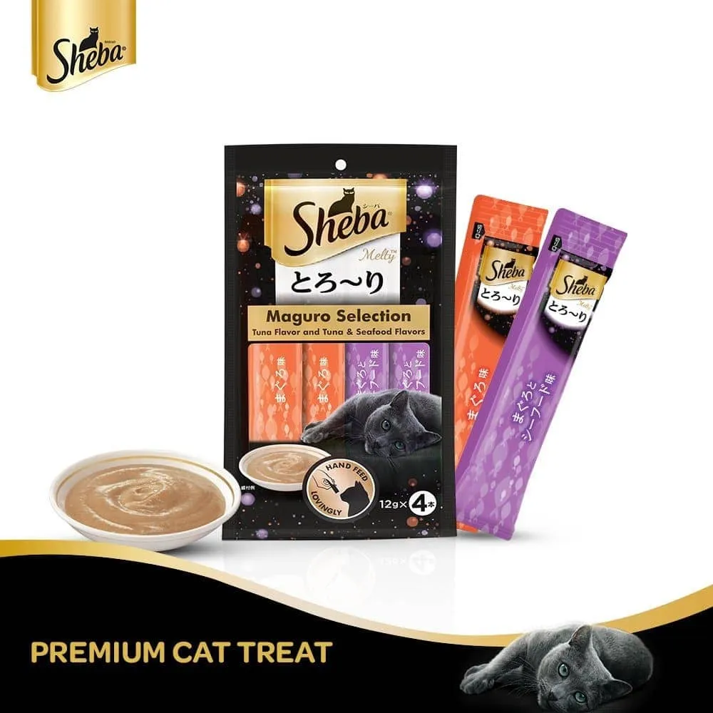 Sheba Tuna Flavor and Tuna & Prawn Maguro and Chicken & Chicken Whitefish Sasami Treats for Cats Combo