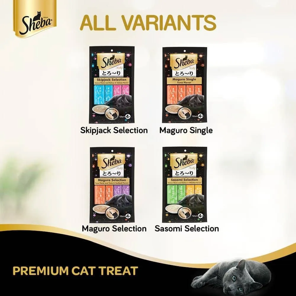 Sheba Tuna Flavor and Tuna & Prawn Maguro and Chicken & Chicken Whitefish Sasami Treats for Cats Combo