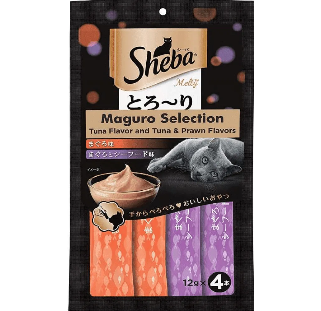 Sheba Tuna Flavor and Tuna & Prawn Maguro and Chicken & Chicken Whitefish Sasami Treats for Cats Combo