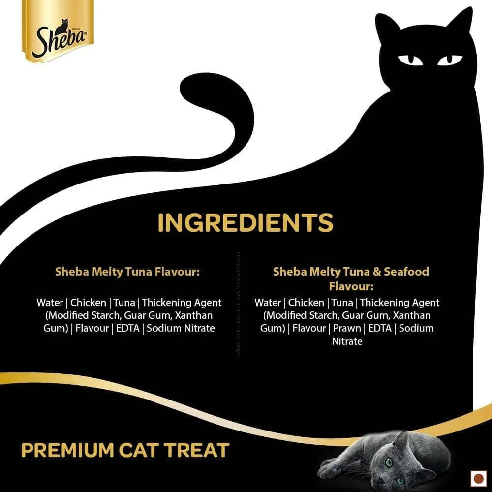 Sheba Tuna Flavor and Tuna & Prawn Maguro and Chicken & Chicken Whitefish Sasami Treats for Cats Combo