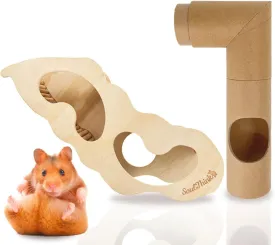 SoulThink Wooden Hamster Tunnel - Hamster Ladder and Hamster Tubes and Tunnels, Fully Functional Hamster Tunnel System Compatible with Hamster Houses and hideouts.