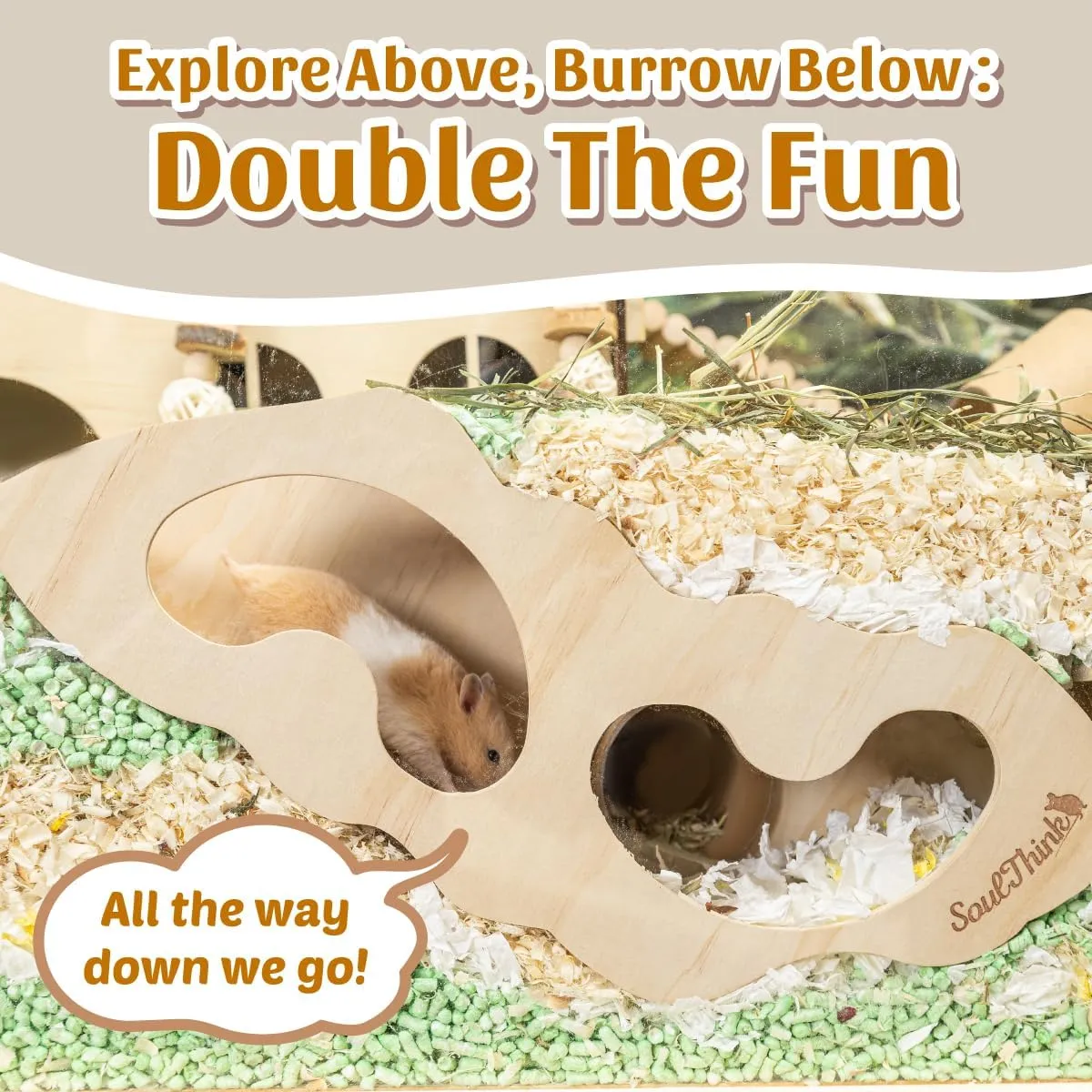 SoulThink Wooden Hamster Tunnel - Hamster Ladder and Hamster Tubes and Tunnels, Fully Functional Hamster Tunnel System Compatible with Hamster Houses and hideouts.