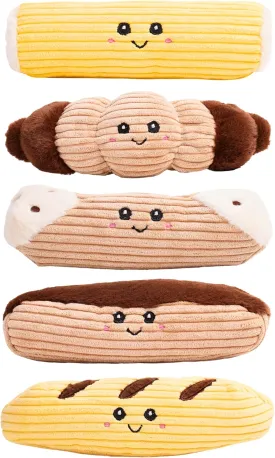 Squeaky Dog Plush Toy, Bakery Bite_Stick Collection, 8", for Small and Medium Dogs (5 in 1, Small)