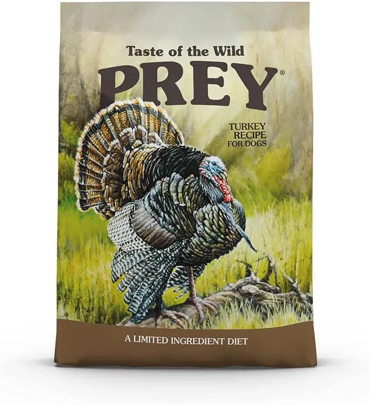 Taste of the Wild Prey Real Meat High Protein Turkey Limited Ingredient Dry Dog Food Grain-Free Recipe Made with Real Cage-Free Turkey, Probiotics, Antioxidants, and Vitamins for All Life Stages 8lb