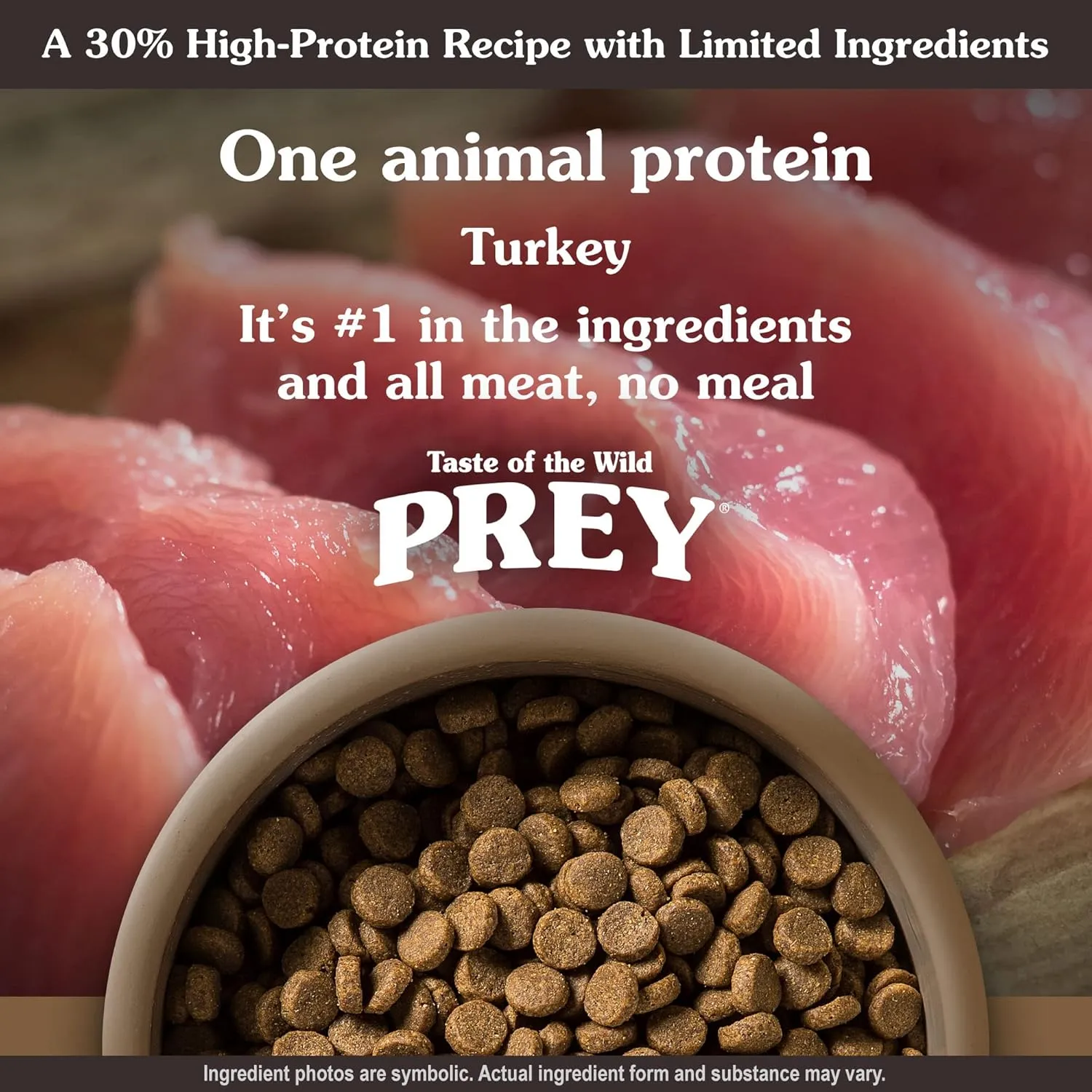 Taste of the Wild Prey Real Meat High Protein Turkey Limited Ingredient Dry Dog Food Grain-Free Recipe Made with Real Cage-Free Turkey, Probiotics, Antioxidants, and Vitamins for All Life Stages 8lb