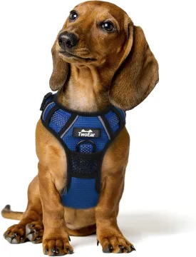 TwoEar Dog Harness, No Pull Reflective Harness Front Clip Easy Control Handle Adjustable Soft Padded Pet Vest for Puppy Small Medium Large Dogs Breed Pet(Medium,Blue)