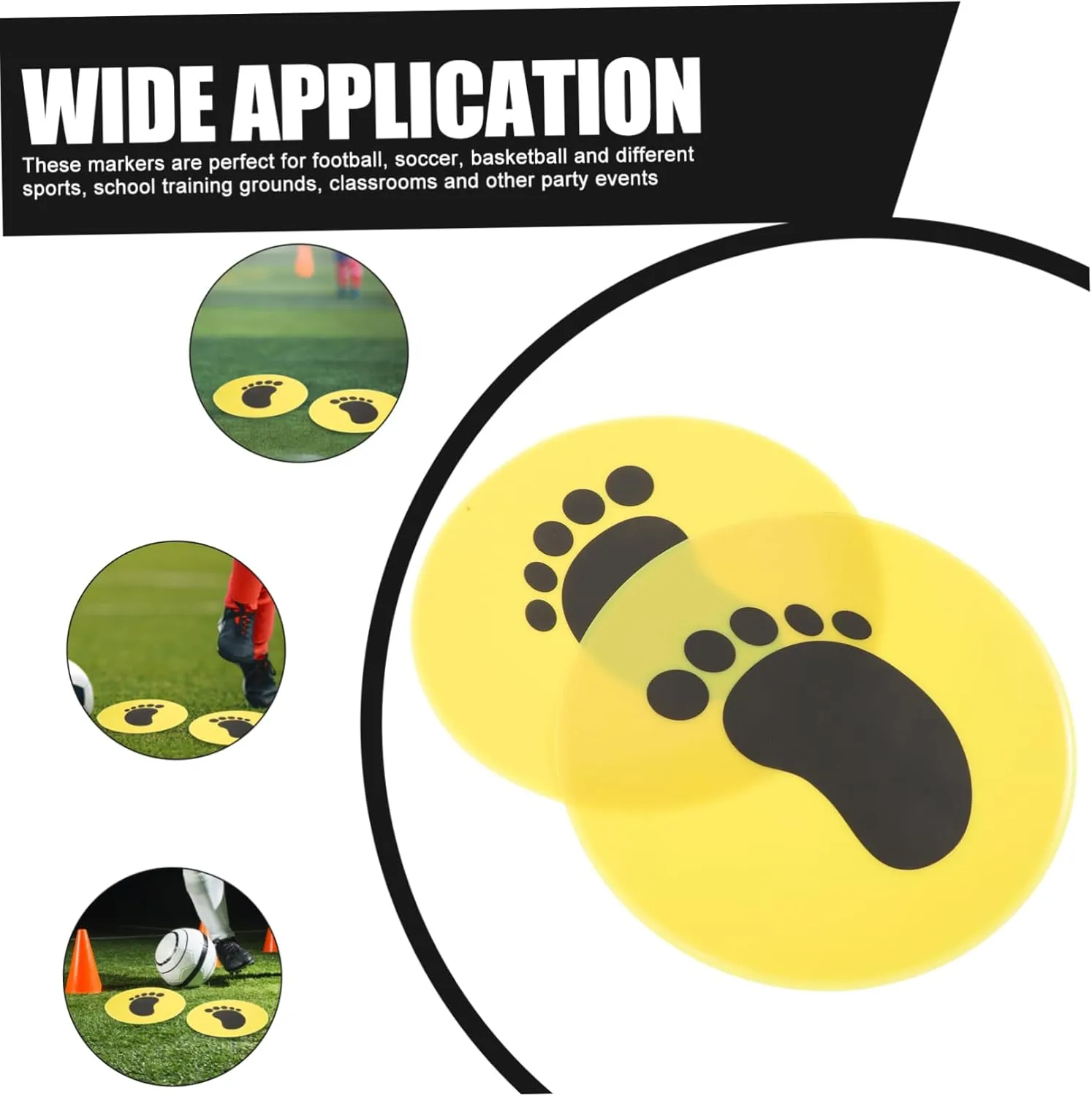VICASKY Landmark Mat Foot Marking Flat Markers Pad Train Spot Soccer Dots Floor Mats Yellow