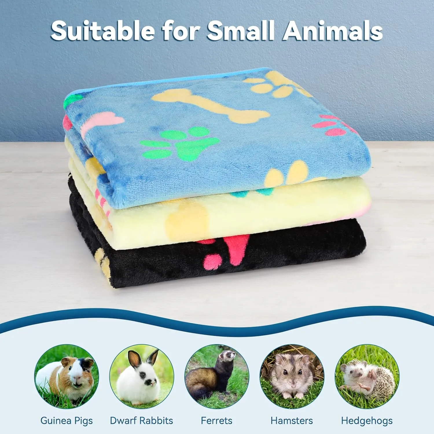 YUEPET 3 Pack Waterproof Guinea Pig Blankets Washable Small Animal Fleece Cage Liners Soft Pet Mat Guinea Pigs Fleece Bedding for Hamster Rabbit Chinchilla Ferret Guinea Pig 23"16"